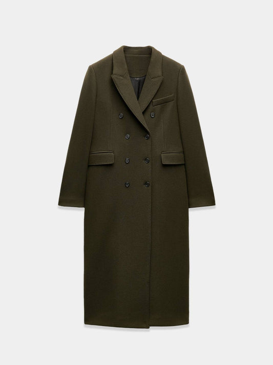 Green long wool coat